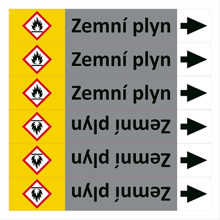 Značení potrubí ISO 20560, zemní plyn